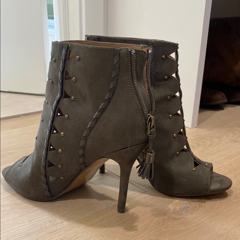 Olive Green Heeled Ankle Boots